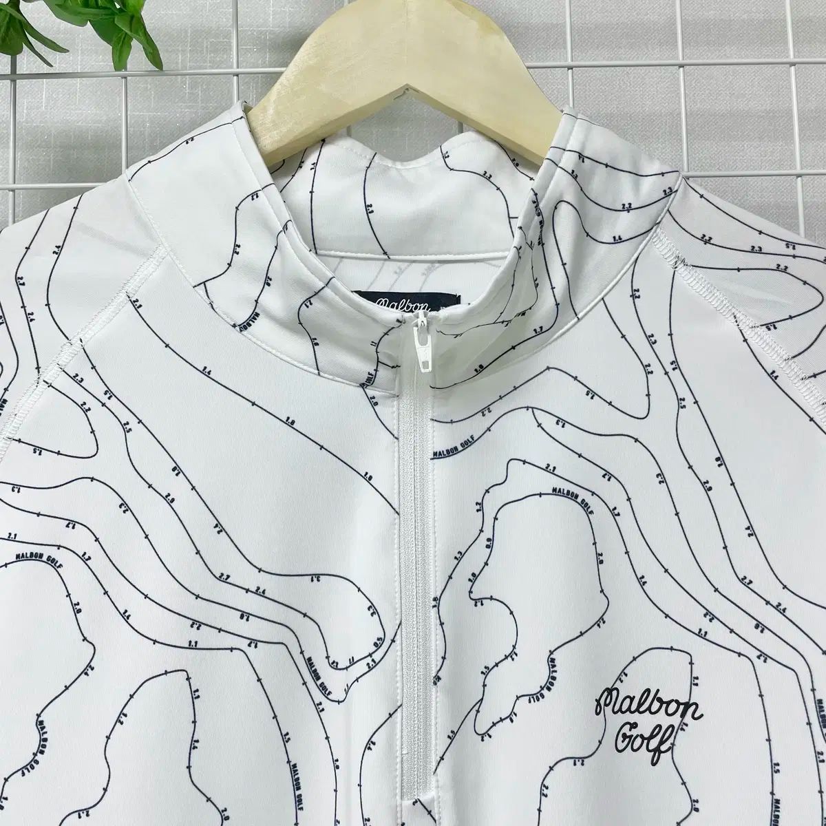 白色L マルボンゴルフ ハーフジップ Malbon Golf アップスウェット