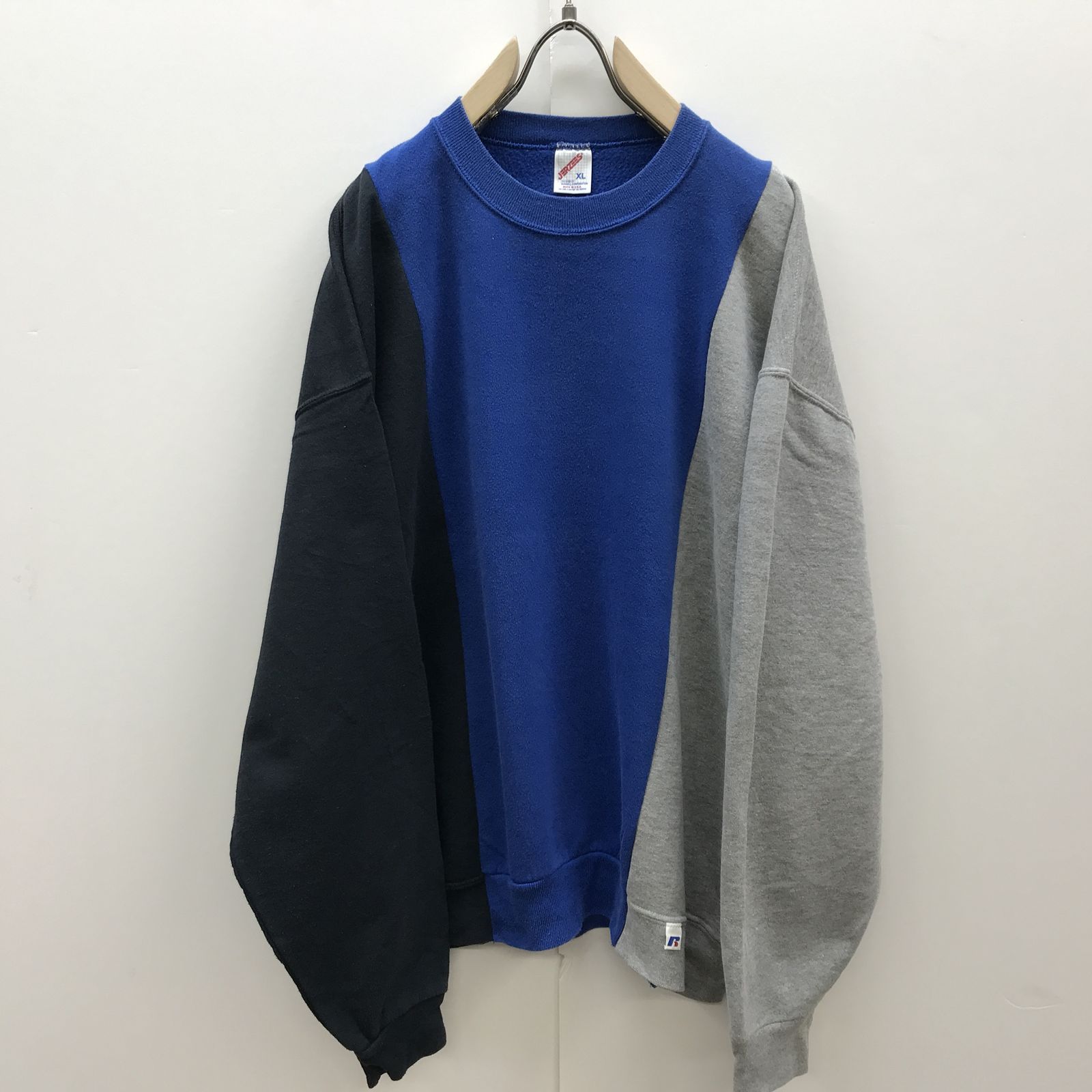 【物流センター】 中古 スウェット ユーズド 3色切り替え 長袖リメイクスウェット ビッグサイズ！ XL-3 マルチカラー サイズ：XL 【906】