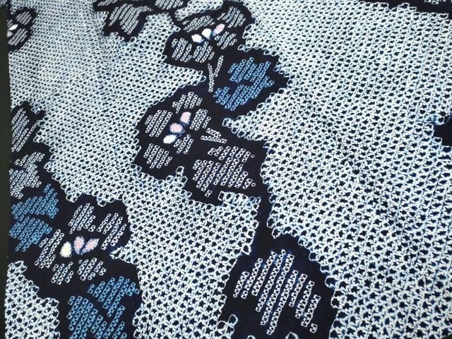 平和屋着物∴夏物 浴衣 有松鳴海絞り 枝花文 綿 逸品 DAAV7316cd