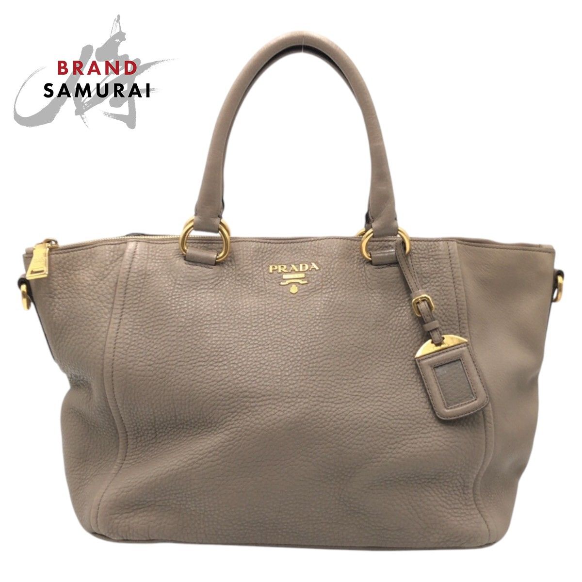 美品 PRADA プラダ ヴィッテロダイノ ベージュ ゴールド金具