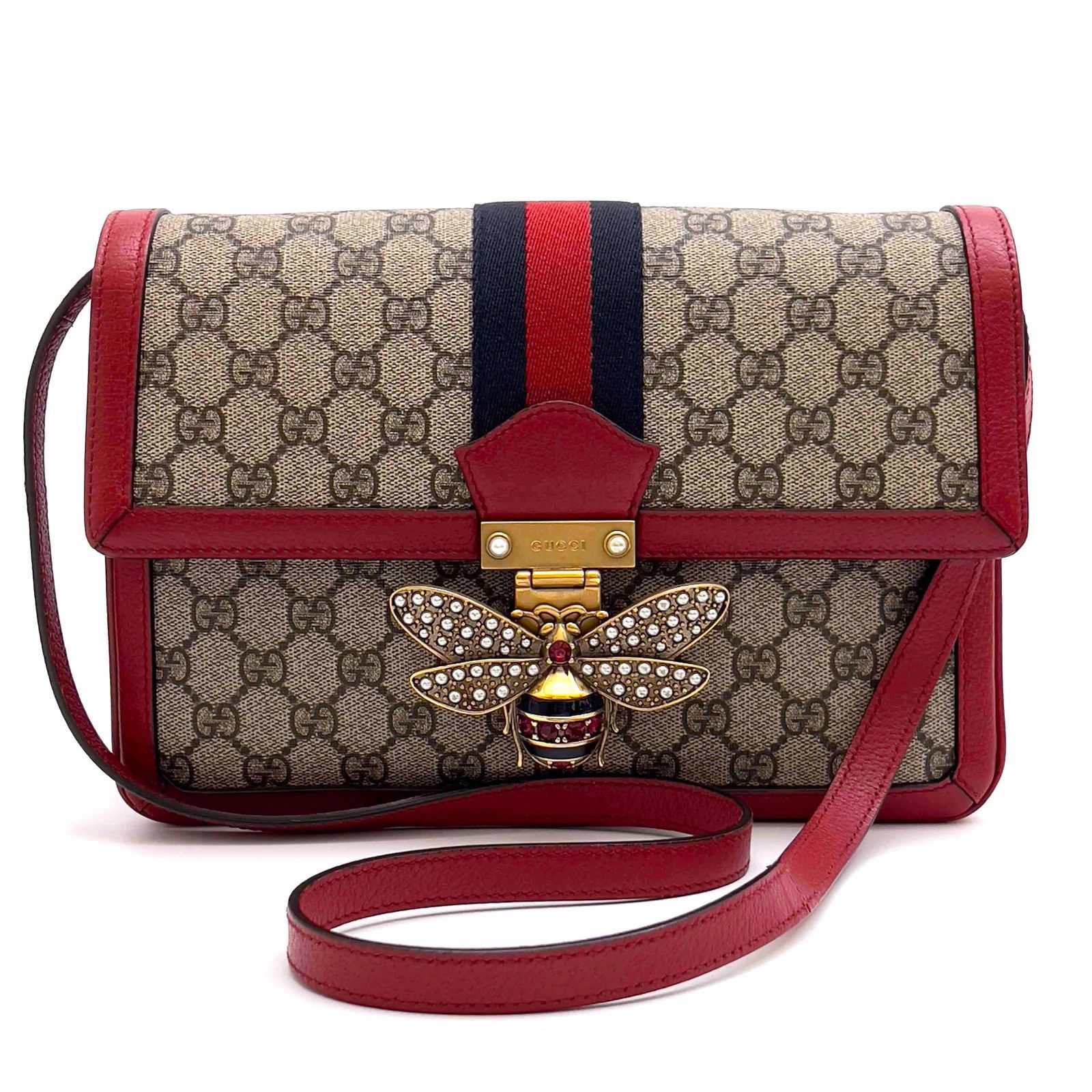 GUCCI グッチ ビー クイーン マーガレット キャンバス レザー 