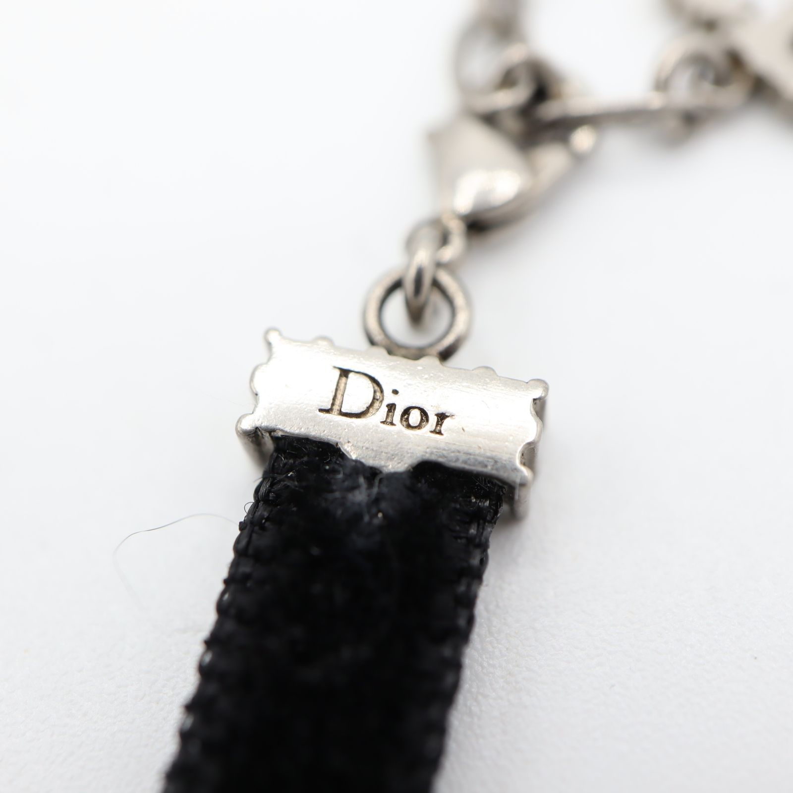 Christian Dior ディオール チョーカー DIOR ラインストーン ベロア 黒 