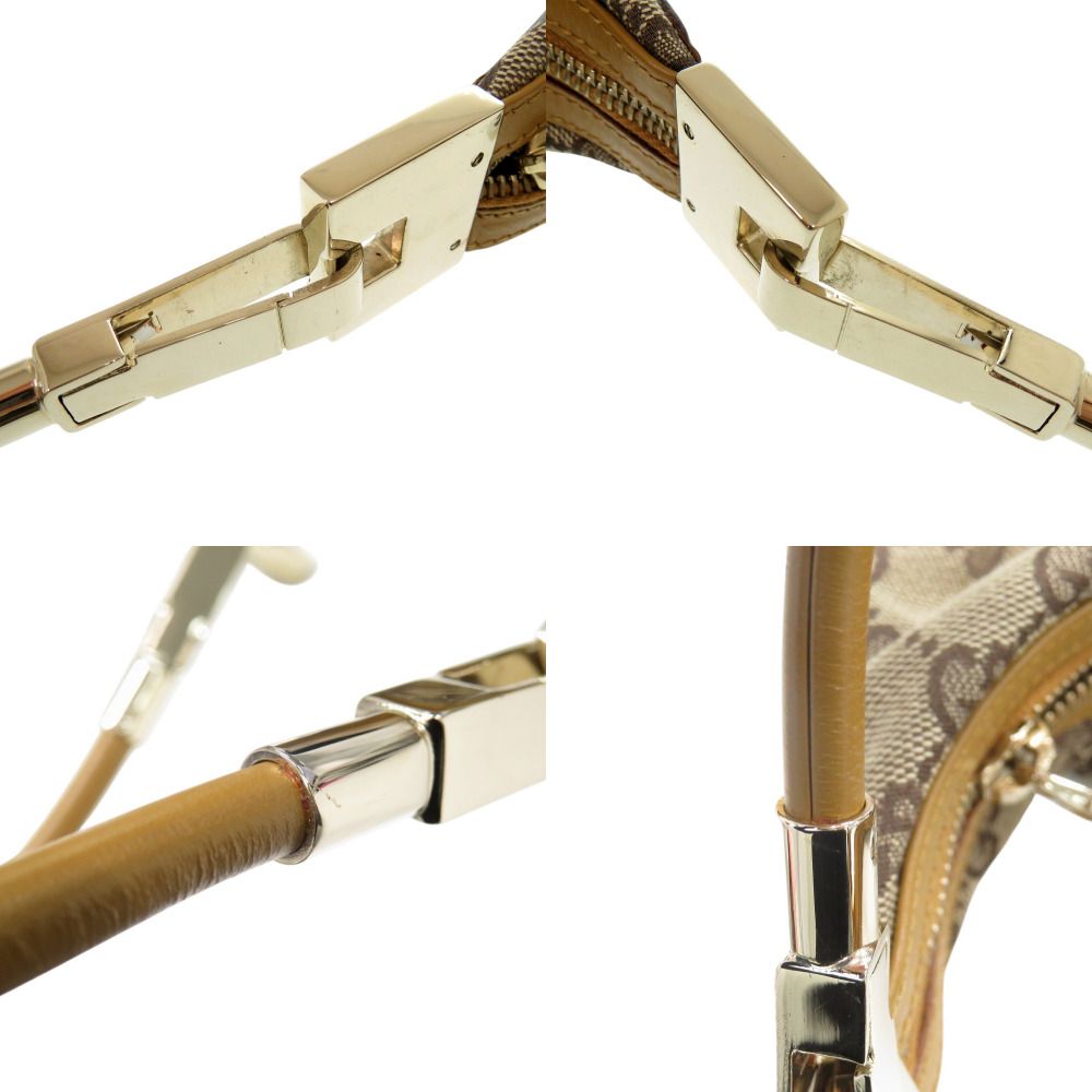 新品同様 グッチ 001 3812 GGキャンバス レザー ベージュ キャメル  