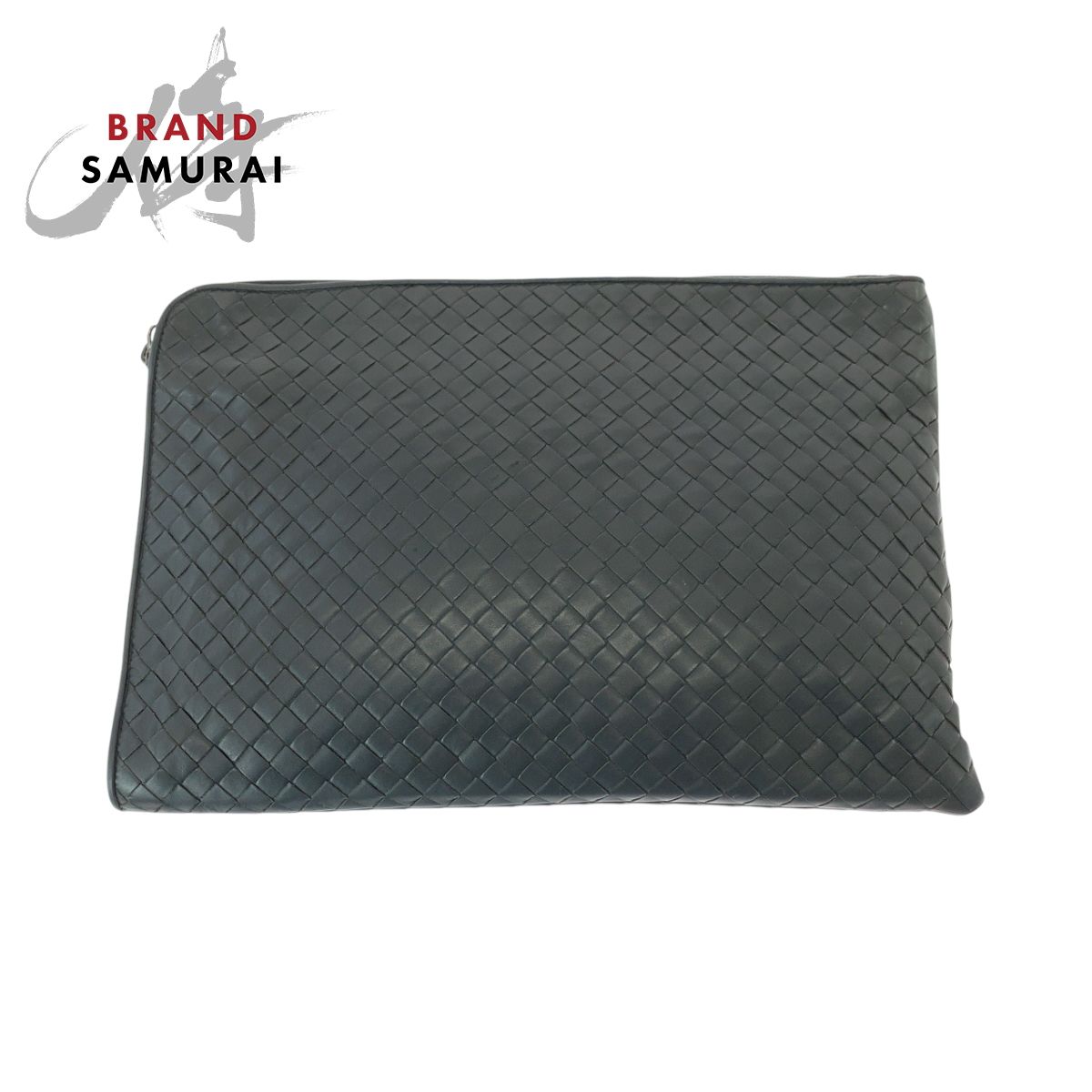 美品 BOTTEGAVENETA ボッテガヴェネタ イントレチャート グレー シルバー金具 レザー クラッチバッグ セカンドバッグ メンズ  504742 【中古】