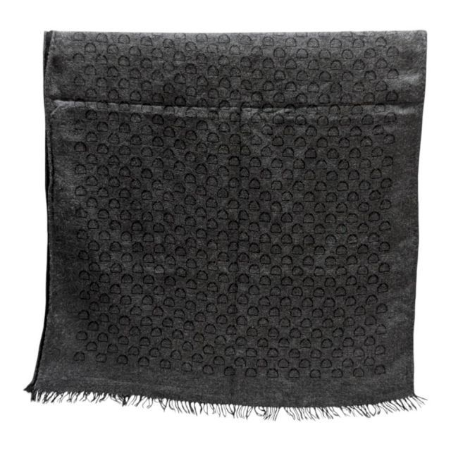 [極美品] HERMES ブラック　カシミヤ ストール　フリンジ 新品同様 エルメス マフラー ストール リバーシブル フリンジ