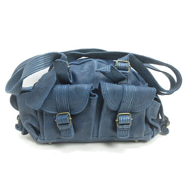 H□ITALY製□ヤコノ/JACONO 本革レザーバッグ ミニトート 紺 BAG 