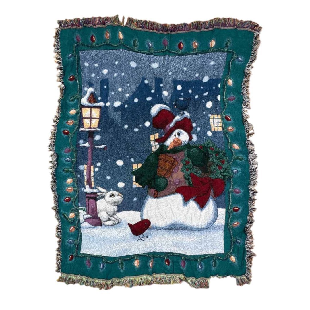 vintageラグ カーペット 雪だるま うさぎ クリスマス 2105