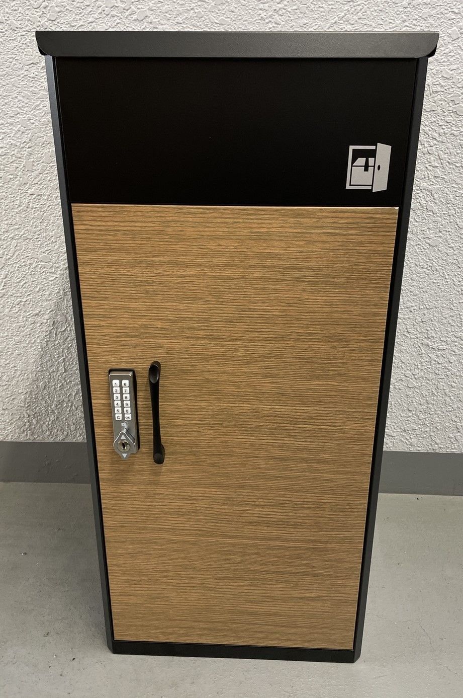 アウトレット 宅配ボックス ルスネコボックス ブラック×横木目×シンプルロゴ×デジタルキー T897