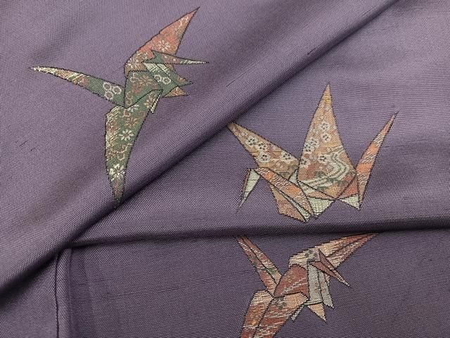 平和屋着物○京の名門・菱屋六右ェ門 紬 群れ鶴 正絹 逸品 AABC4455ph