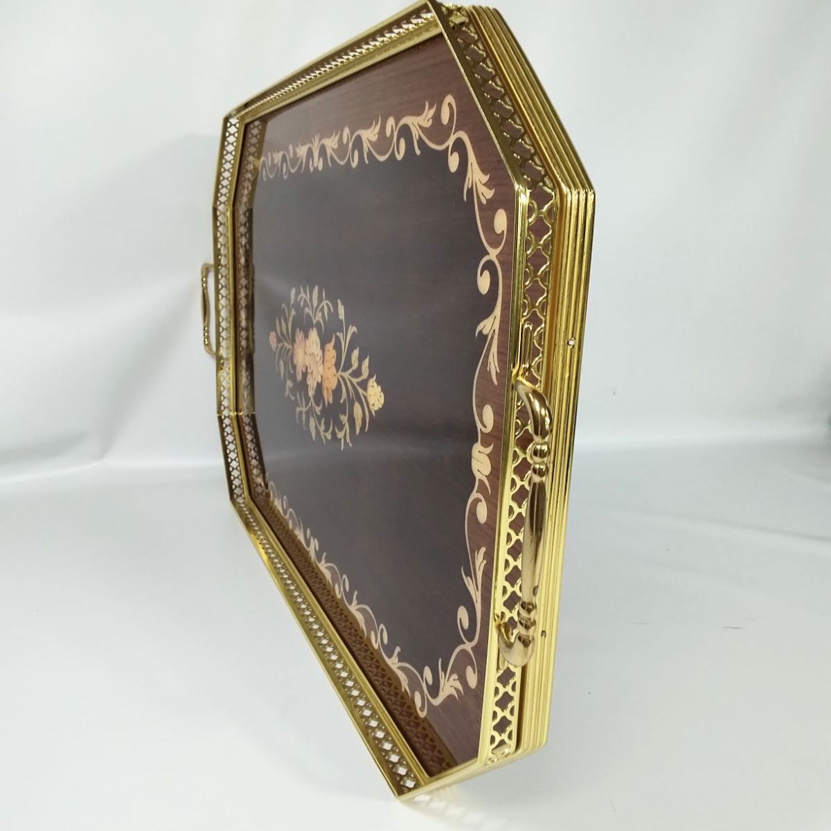 象嵌 お盆 イタリア製 象嵌細工 トレー キッチンお盆 木製 エレガント