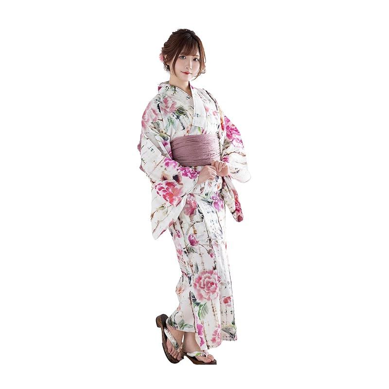 スウィートマミー SweetMommy 浴衣 レディース 6点 セット 帯 下駄 腰ひも 兵児帯 着付け本 保護袋 浴衣EMU コーラル