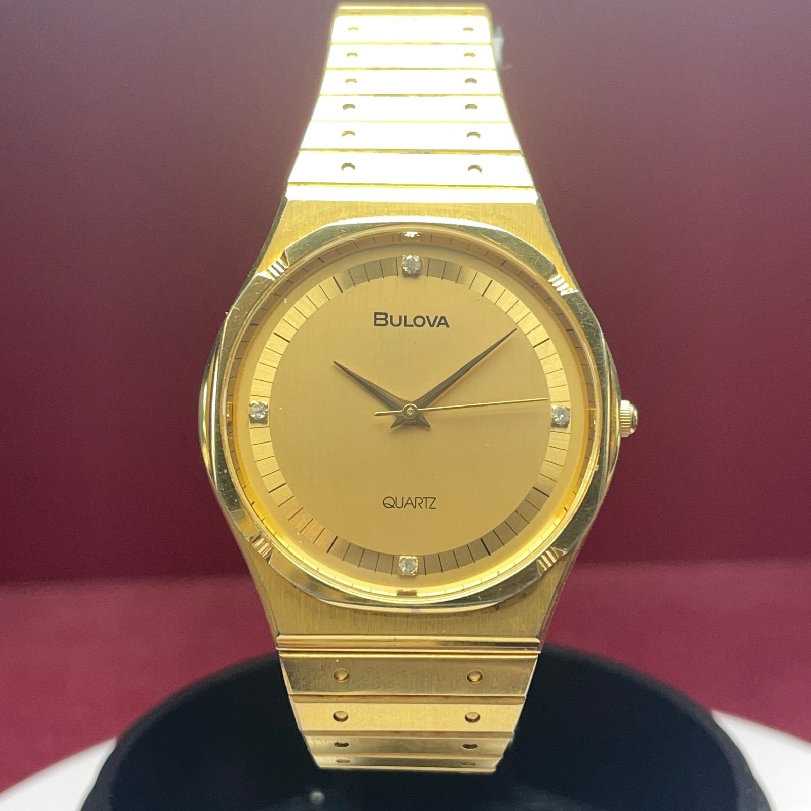 80s 高級 BULOVA ブローバ 4Pダイヤ QUARTZ 純正ベルト 80s 高級 BULOVA ブローバ 4Pダイヤ QUARTZ 純正ベルト