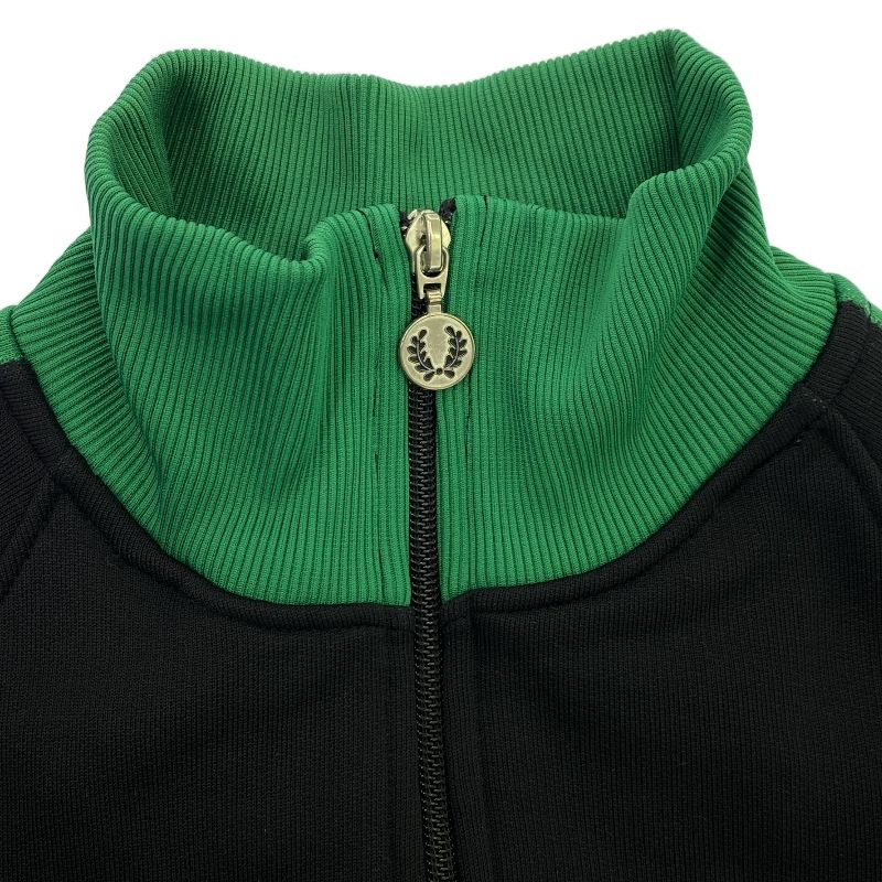 FRED PERRY フレッドペリー ブラック/グリーン トラックジャケット 中古】80s FRED PERRY SPORTSWEAR トラックジャケット ブラック