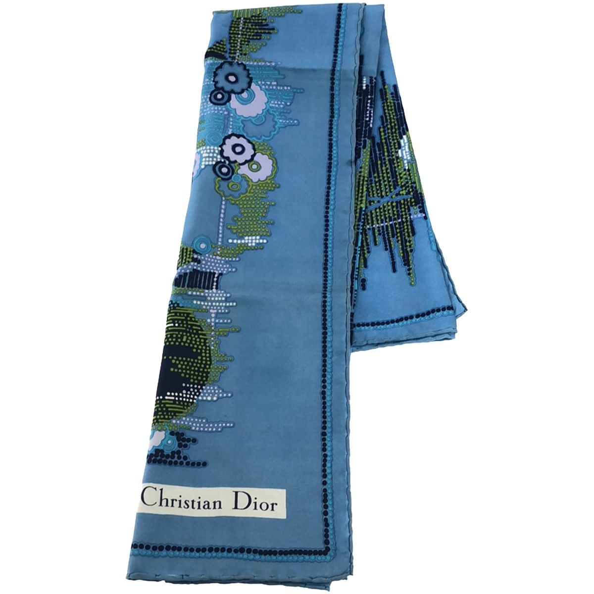 CHRISTIAN DIOR ロゴ入りブルースカーフ Dior ディオール シルク