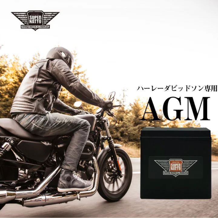 65989-90S □ハーレー専用 AGM□バイクバッテリー□スーパーナット