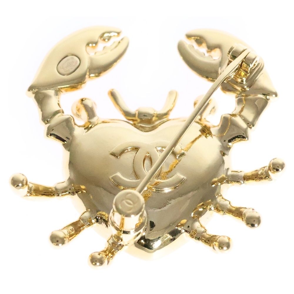 送料無料・返品無料。 CHANEL シャネル カニモチーフ ハート ココマーク ラインストーン装飾 ブローチ ゴールド しました