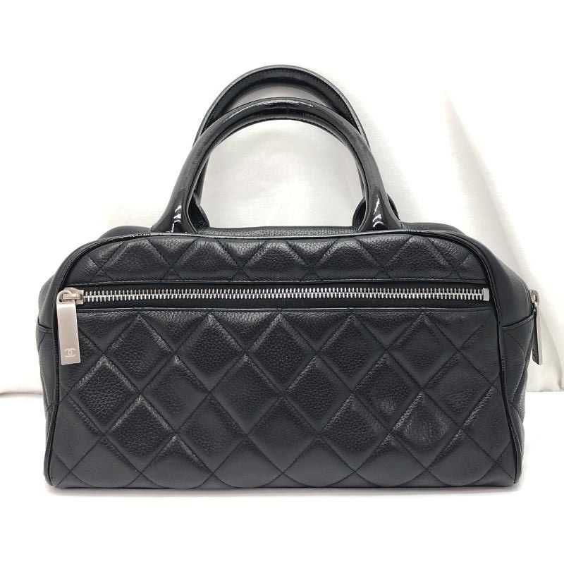 CHANEL キャビアスキン ミニボストン 黒 シャネル 91
