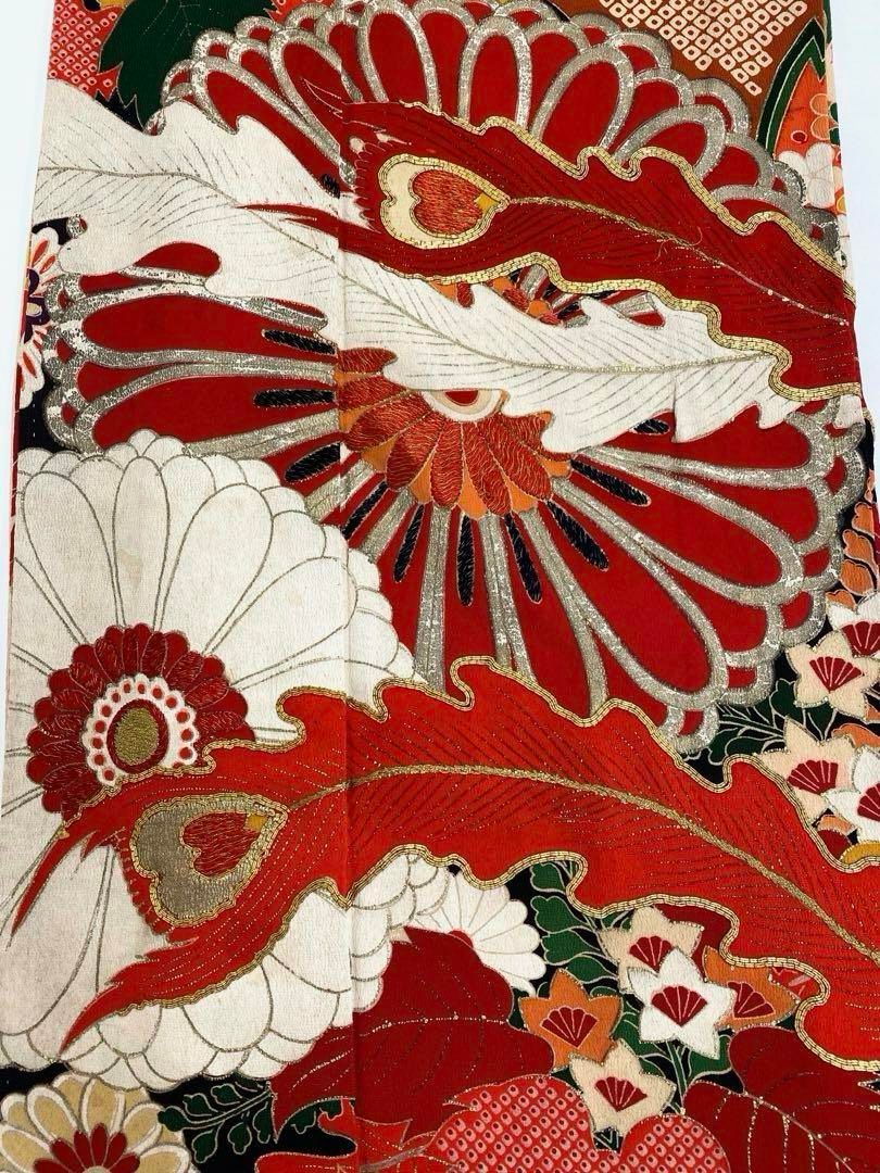 アンティーク 振袖 金駒 金彩 刺繍 正絹 鳳凰 身丈162cm アンティーク 振袖 金駒 金彩 刺繍 正絹 鳳凰 身丈162cm - メルカリ