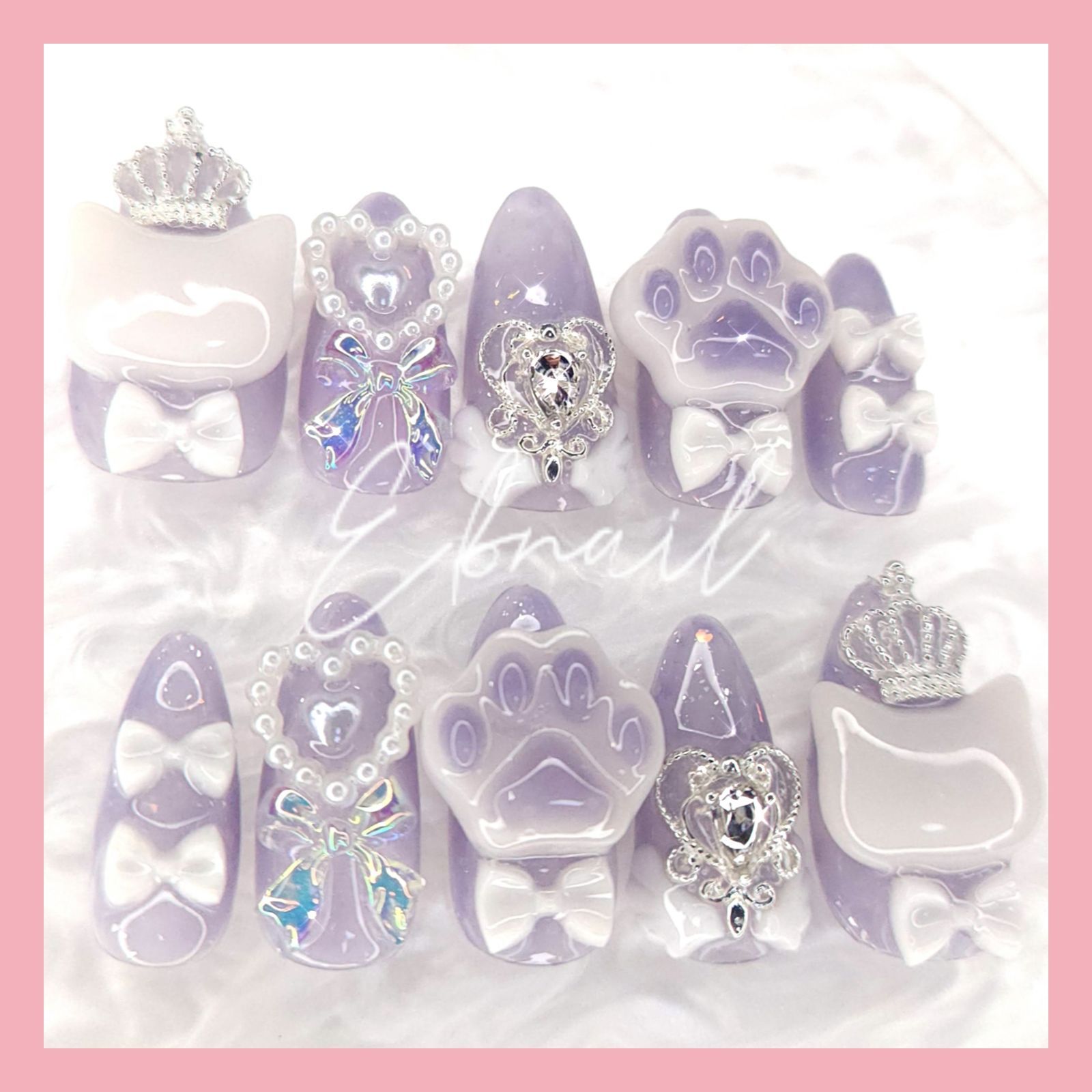 ネイルチップ 量産型 地雷 サブカル 天使界隈 ブラック パープル ハート