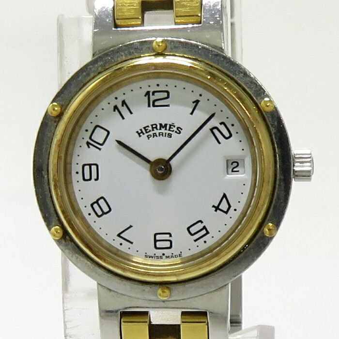 HERMES レディース 腕時計 クリッパー コンビ クオーツ SS GP ホワイト文字盤 - メルカリ