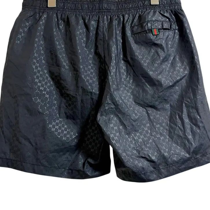 GUCCI スイムパンツ　M 水着　ハーフパンツ　短パン プリント テクニカルポプリン スイムショートパンツネイビー