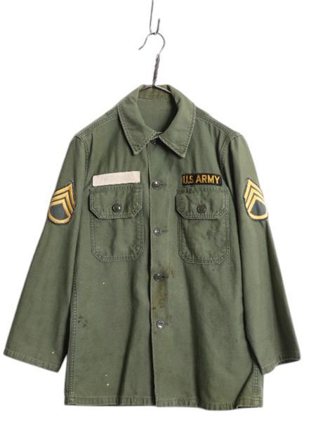 60s 米軍実物 US ARMY コットン サテン ユーティリティ シャツ メンズ