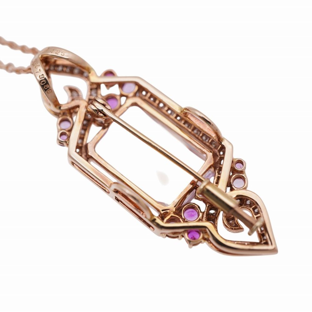 新品同様 クンツァイト14.25ct / サファイア0.80ct / ダイヤモンド0.57  