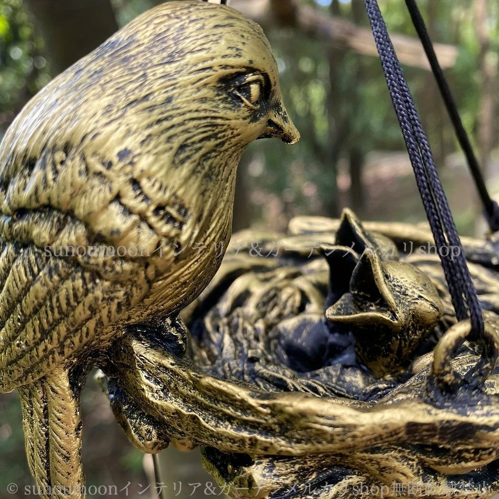 社会的な 雑貨 風鈴 ヴィンテージ調 ウィンドチャイム おしゃれ ガーデン お洒落 庭 庭の装飾 ガーデニング 鳥 インテリア ガーデン雑貨 バード ベル 4-7 アンティークゴールド調 アニマル ガーデンインテリア