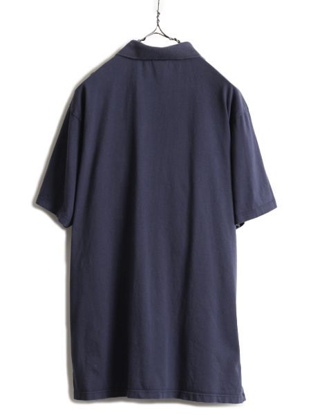 ノースフェイス 半袖ポロシャツ XL 紺 アウトドア スムース素材 ワンポイント