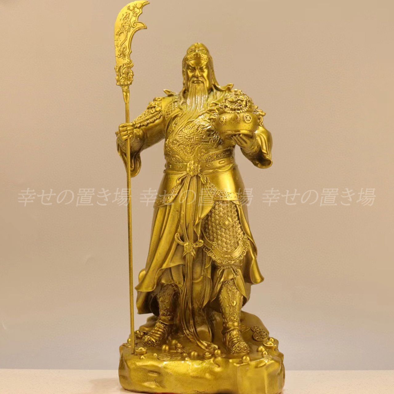関羽像 武财神 三国志 ゴールド 金 武士像 置物 オブジェ 縁起物 関羽像 武财神 三国志 ゴールド 金 武士像 置物 オブジェ 縁起物