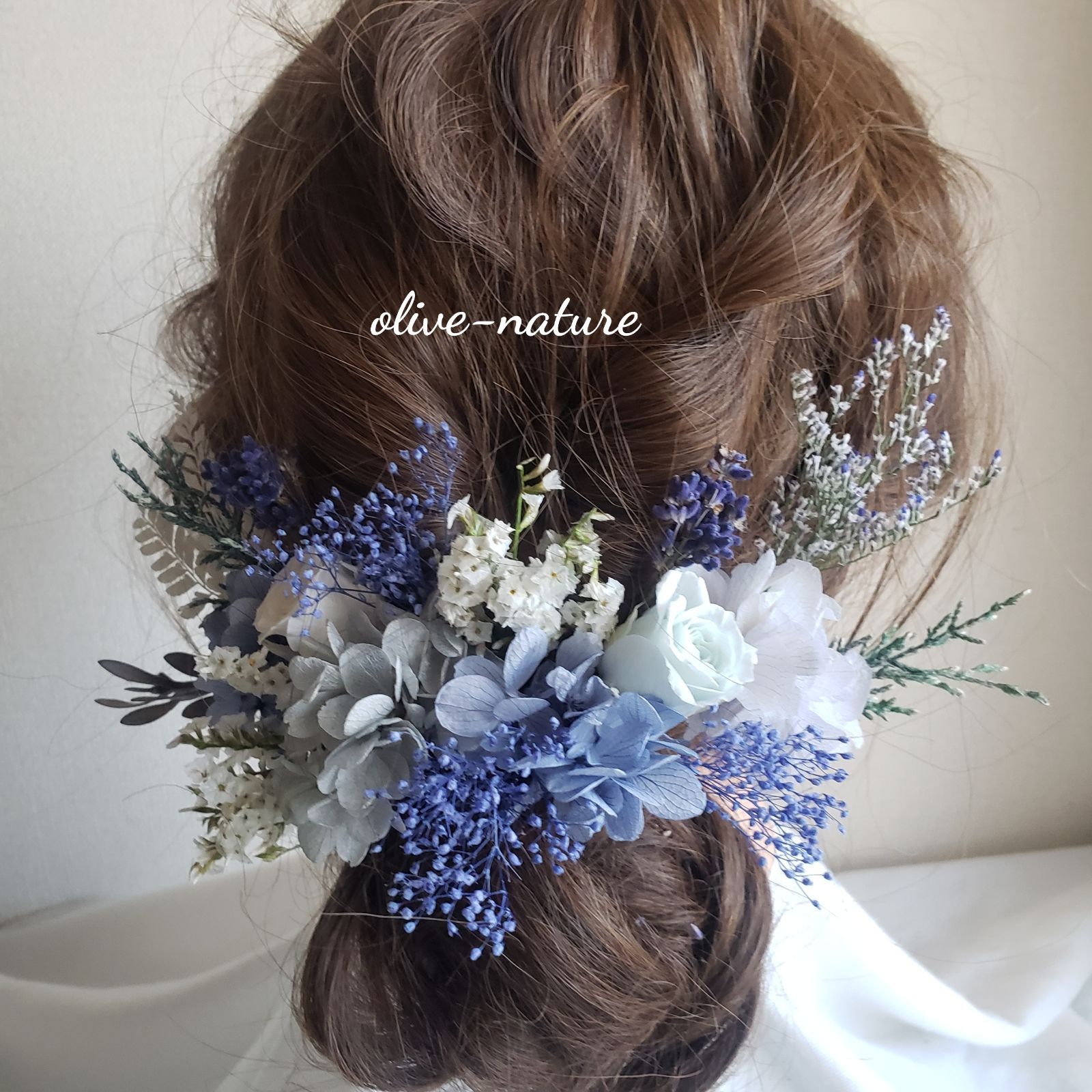 ヘッドドレス～ローズのブルーstyle～髪飾り ドライフラワー - メルカリ