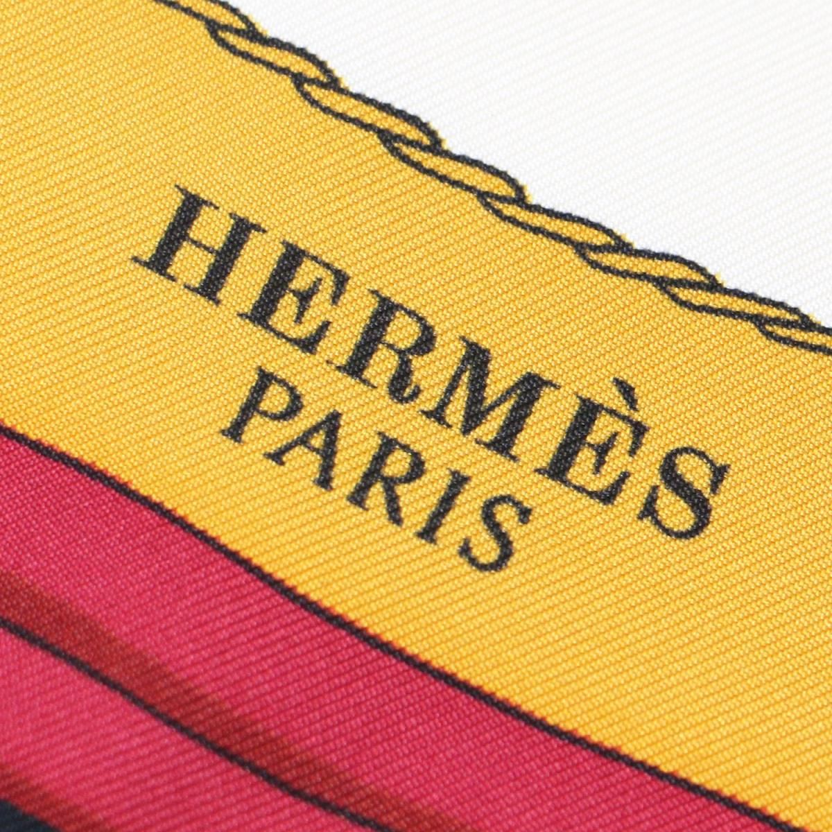 HERMES エルメス　ヴィンテージ　イエロー 馬車　スカーフ　カレ　シルク エルメス スカーフ カレ90 馬車 シルク ベージュ×イエロー
