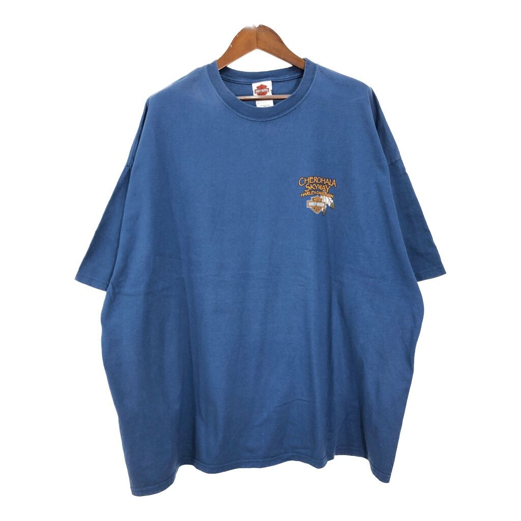 HARLEY DAVIDSON ハーレーダビッドソン モーターサイクル Ｔシャツ ブルー メンズ 4XL 古着 U1670
