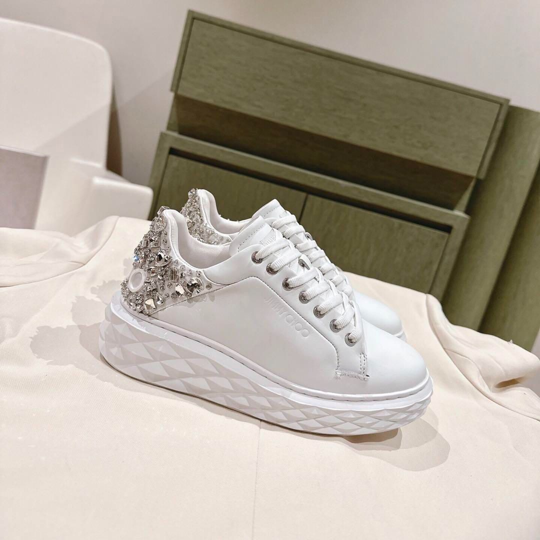JIMMY CHOO スニーカー ホワイト 37 - メルカリ