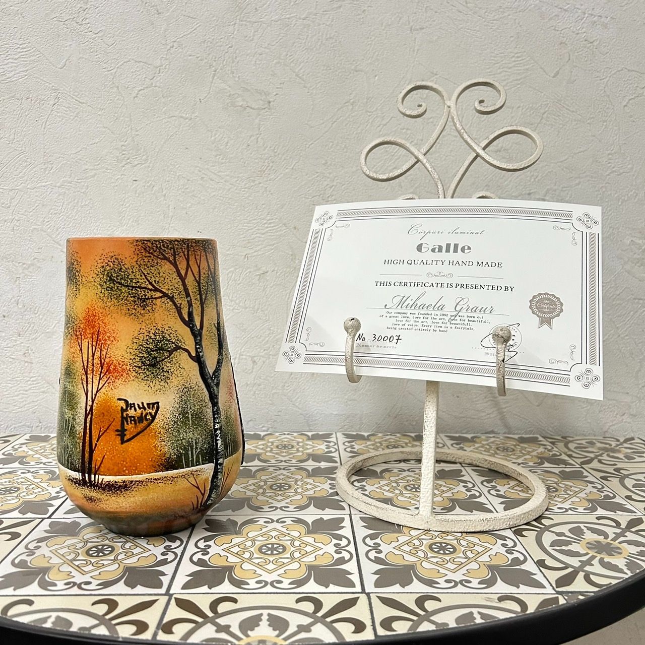 証明書】ドームナンシー花瓶高さ 28cm 被せガラスアンテルカレール