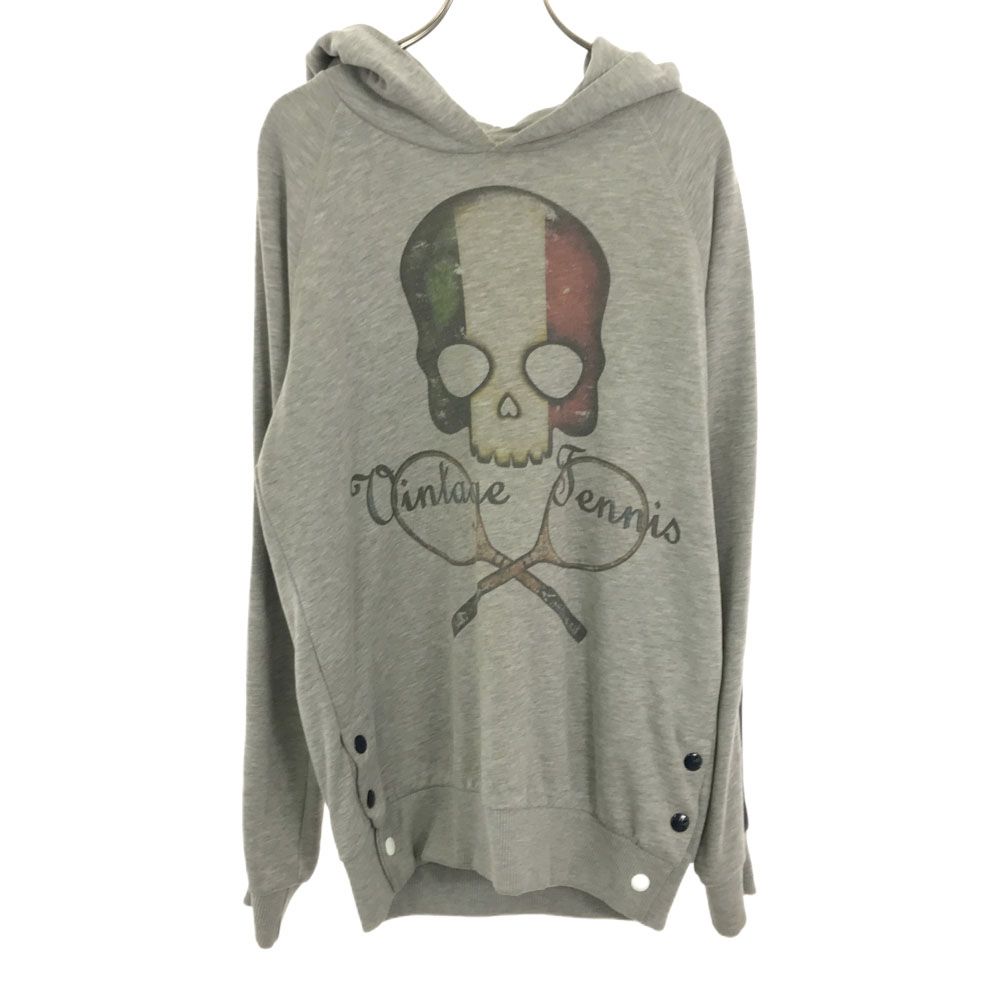 ハイドロゲン テニス プリント 長袖 スウェットパーカー S グレー