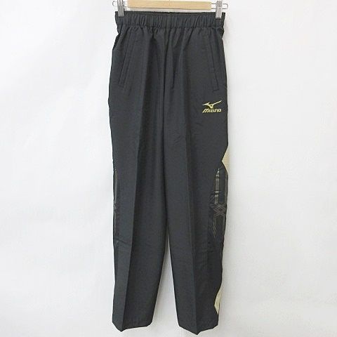 ミズノ MIZUNO スポーツウエア トレーニングウエア パンツ ロング メッシュ プリント 吸汗速乾 黒 ブラック ゴールド L