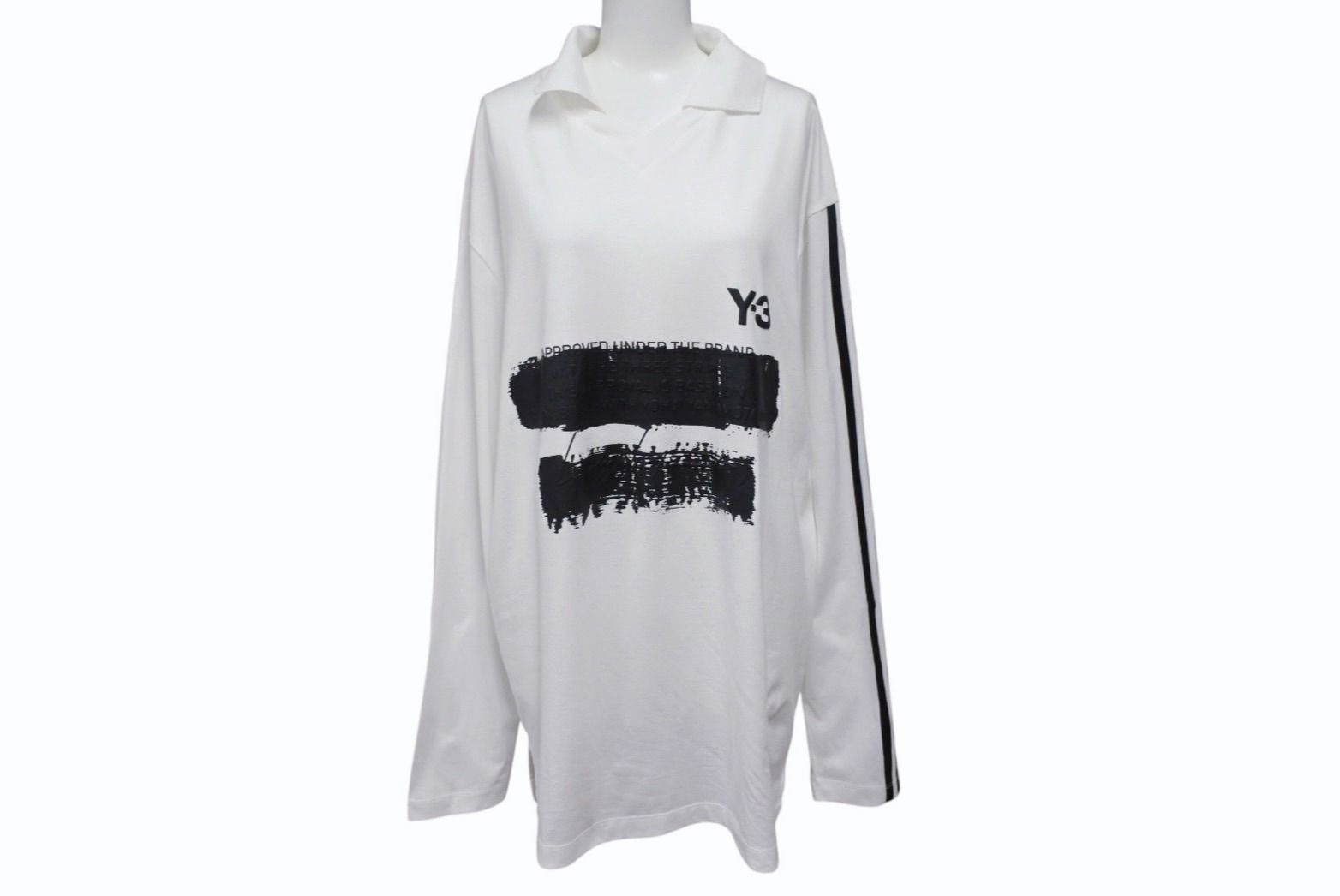 Y-3 ワイスリー U GFX LOGO LS TEE ロングスリーブ 長袖ゲームシャツ ポロシャツ ホワイト サイズM 4b001926