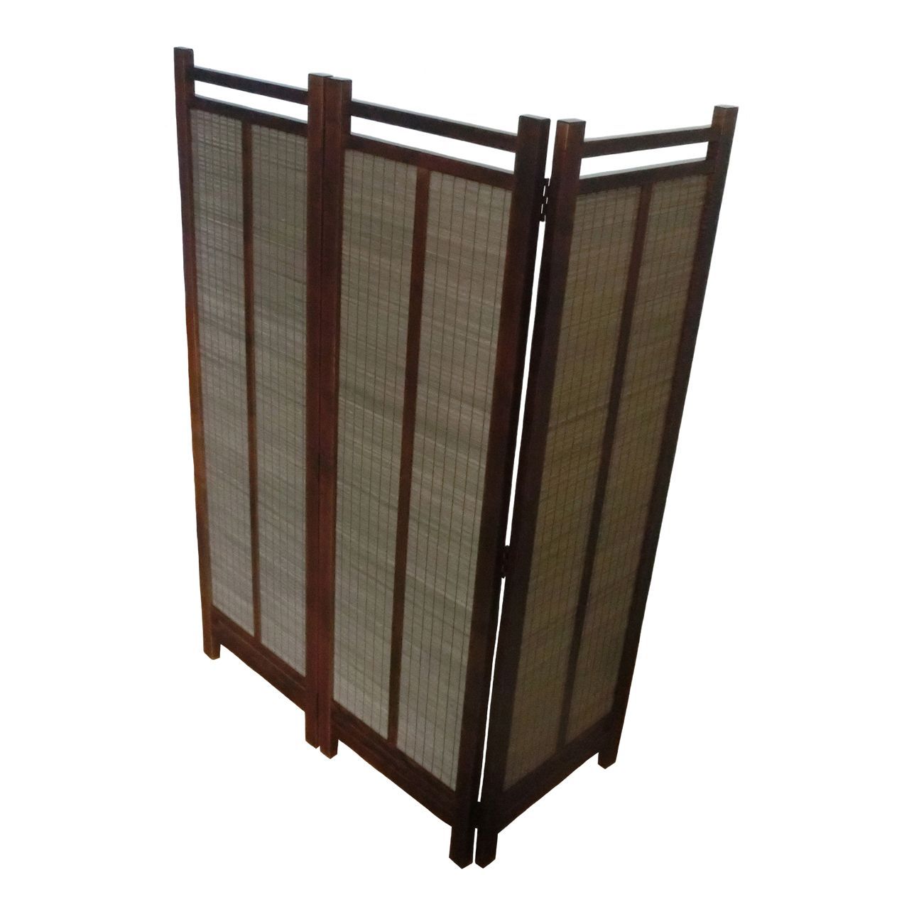 送料無料! 衝立 木簾 3連 スクリーン パーテーション ダークブラウン木簾 樺桜