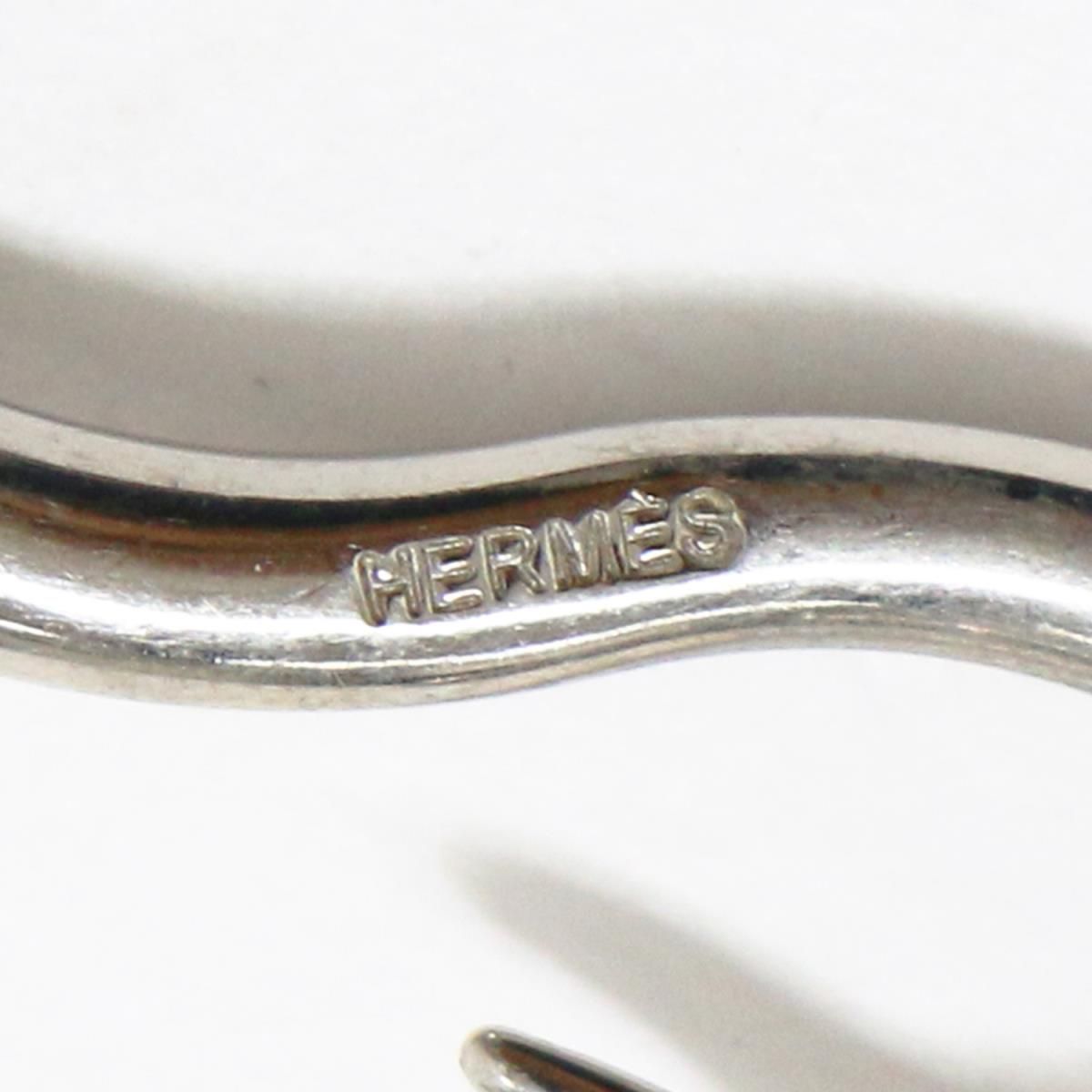 HERMES エルメス ブレスレット バングル ブラウン シルバー 茶