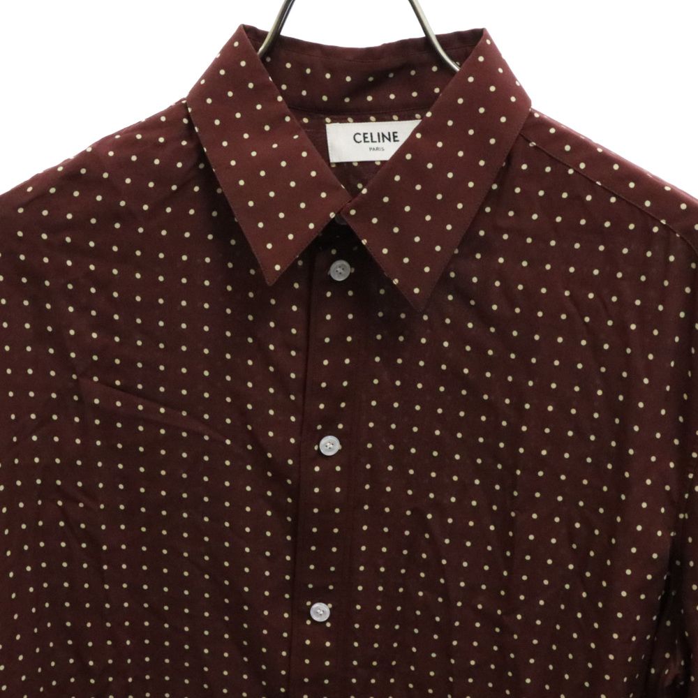 CELINE (セリーヌ) Dot Classic Rayon L/S Shirt ドットクラシックレーヨン長袖シャツ ボルドー 2C028440K  - メルカリ