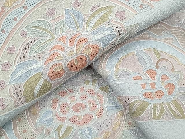 k*u様 中国三大刺繍 汕頭刺繍 色留袖 一つ紋 グリーン系 広衿 袷 着物翼- 平和屋着物▽中国三大刺繍 スワトウ刺繍 色留袖 更紗草花文 正絹