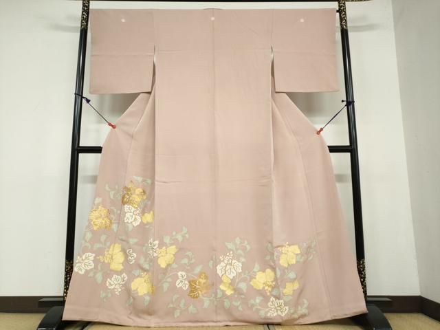 平和屋着物●豪華色留袖 駒刺繍 草花文 金彩 三越扱い 正絹 DAAW5648ud