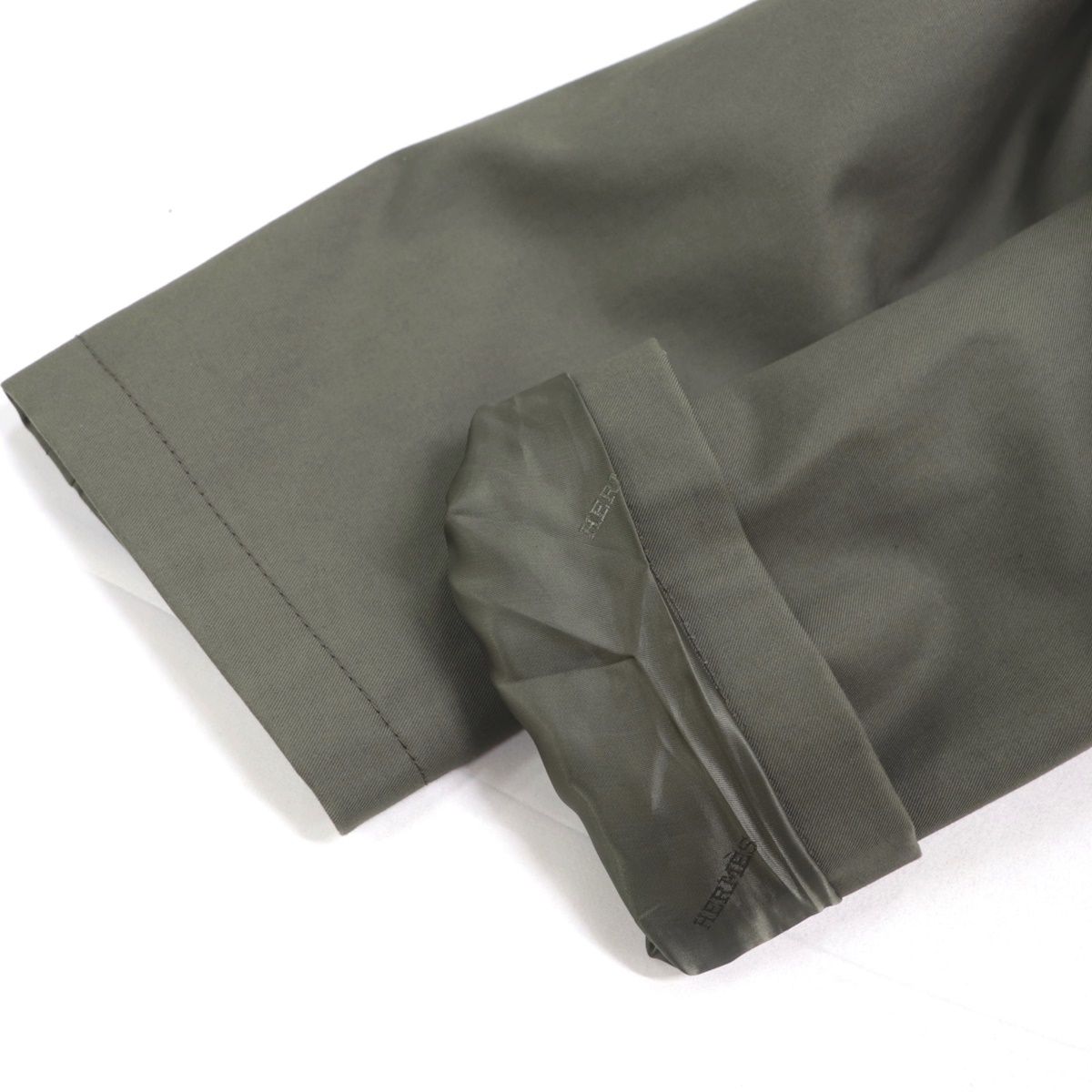 美品 エルメス 21AW ポケットデザイン ロングチェスターコート メンズ カーキ 48 スロートラッチ フライフロント HERMES クリアランスSALEクリアランスセール美品 エルメス