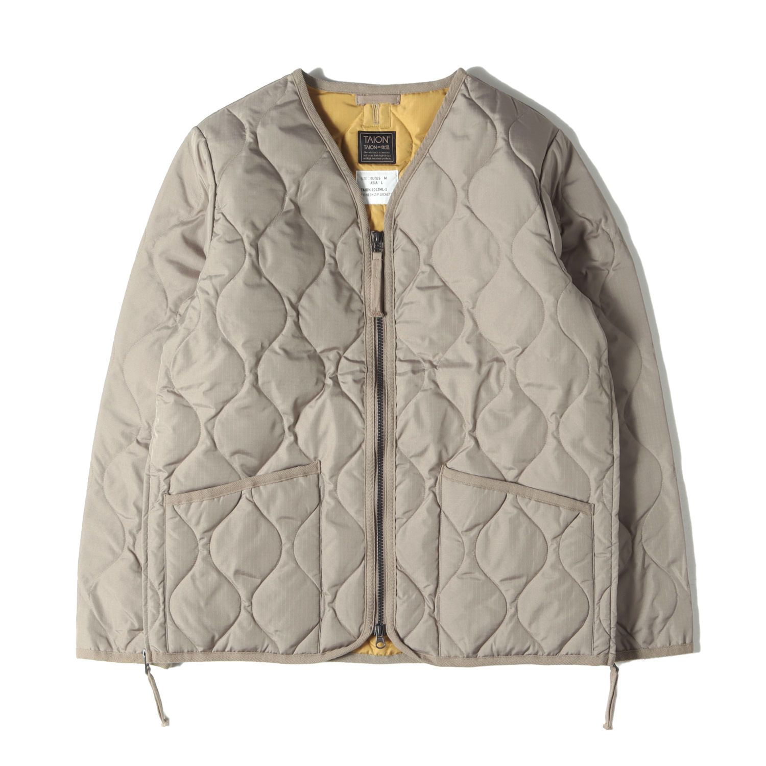 TAION」 ダウンジャケット LARGE ベージュ メンズ TAION」 ダウン 
