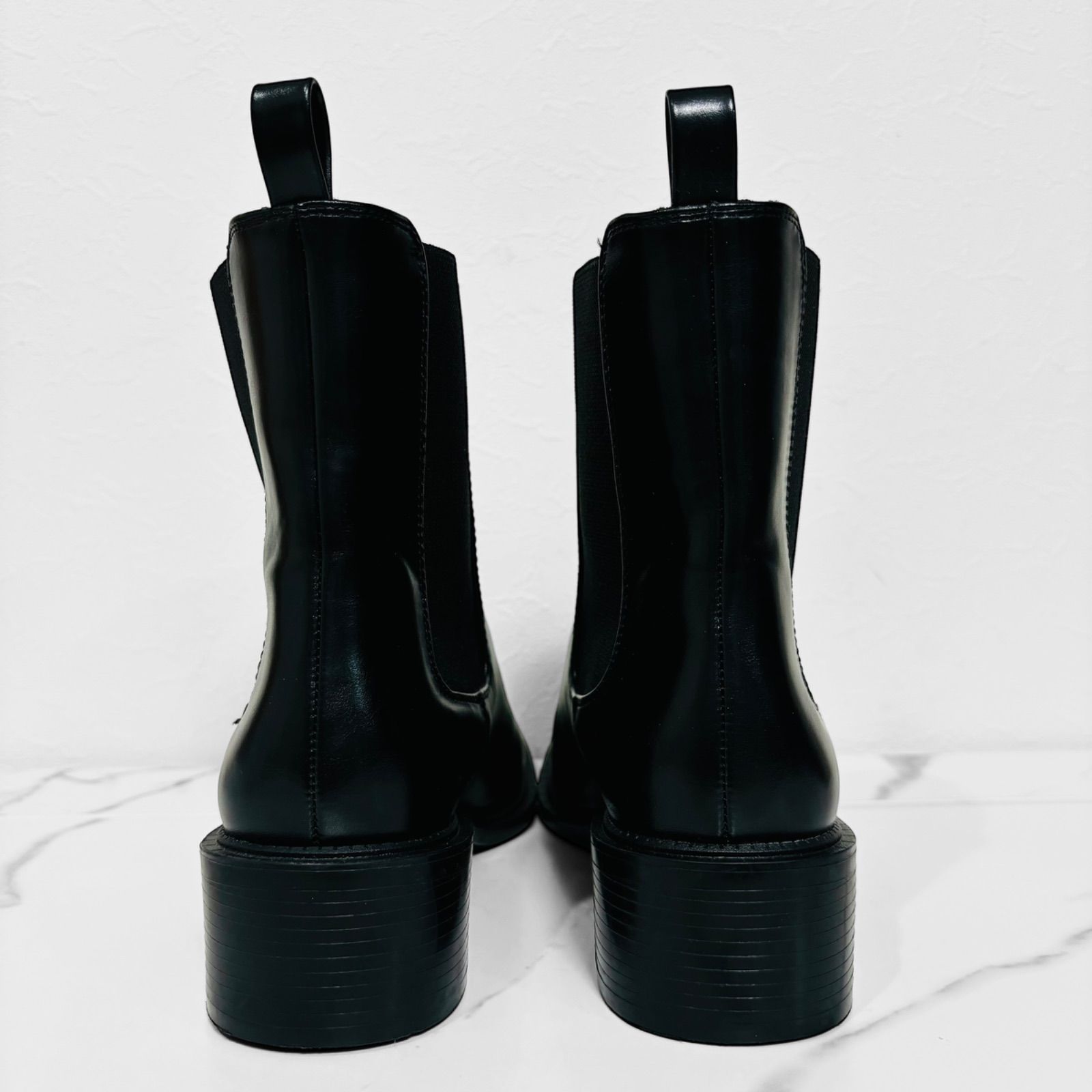完売品 美品 ZARA ザラ メタリックブロックヒール アンクルブーツ 