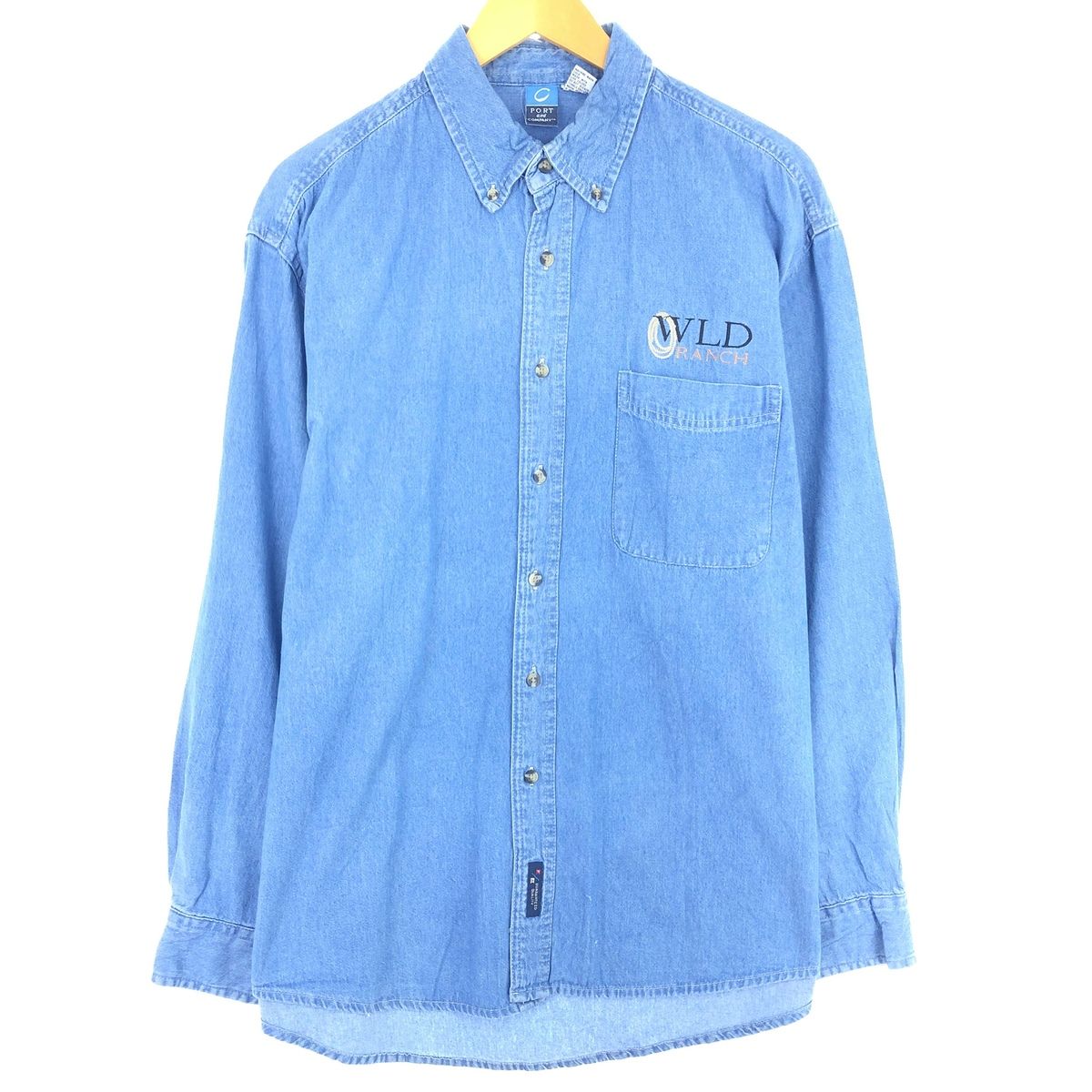 古着 PORT and COMPANY 長袖 ボタンダウンデニムシャツ メンズL/eaa438535