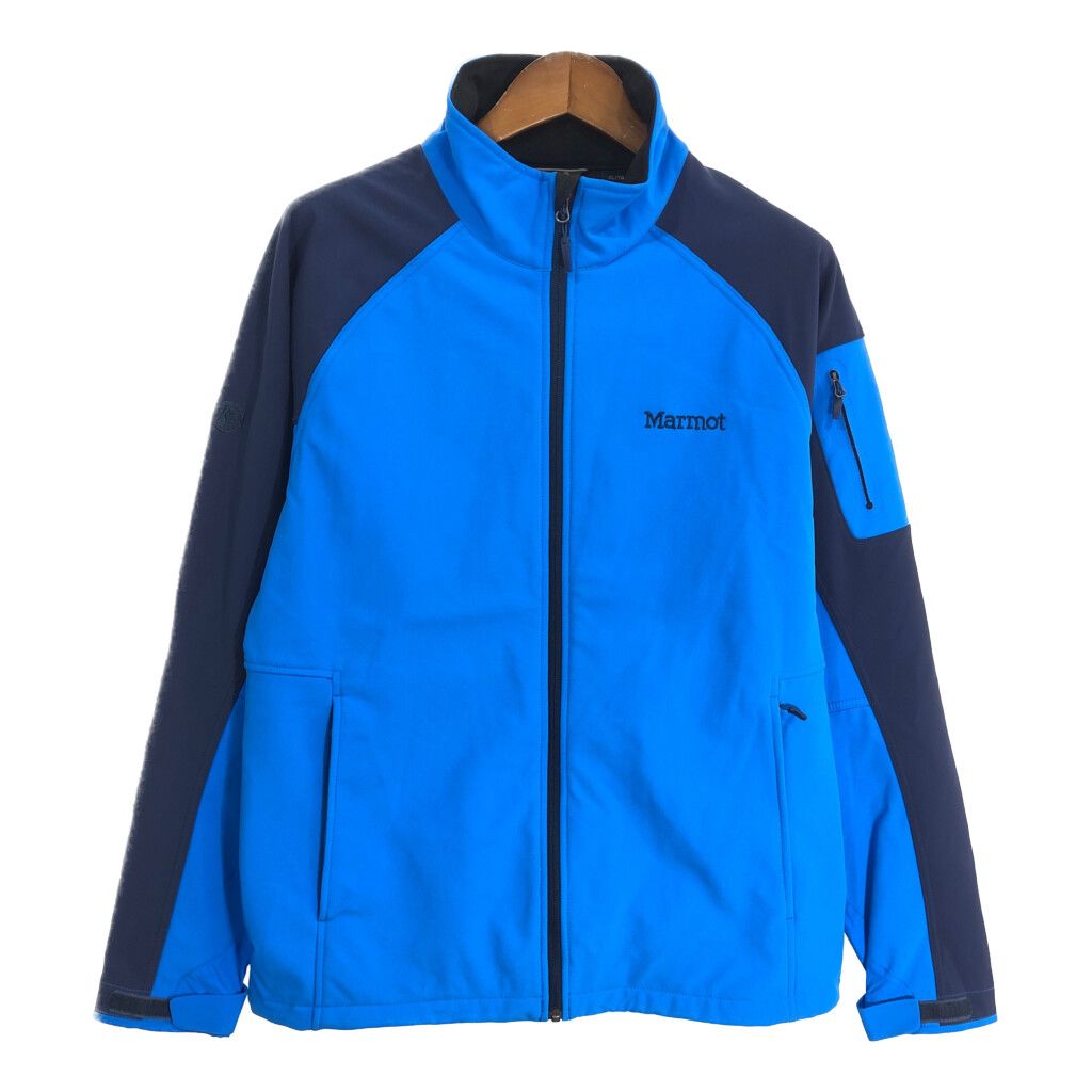 MARMOT マーモット ソフトシェルジャケット アウトドア ブルー (メンズ XL) 中古 古着 S8187 MARMOT マーモット ソフトシェルジャケット アウトドア ブルー