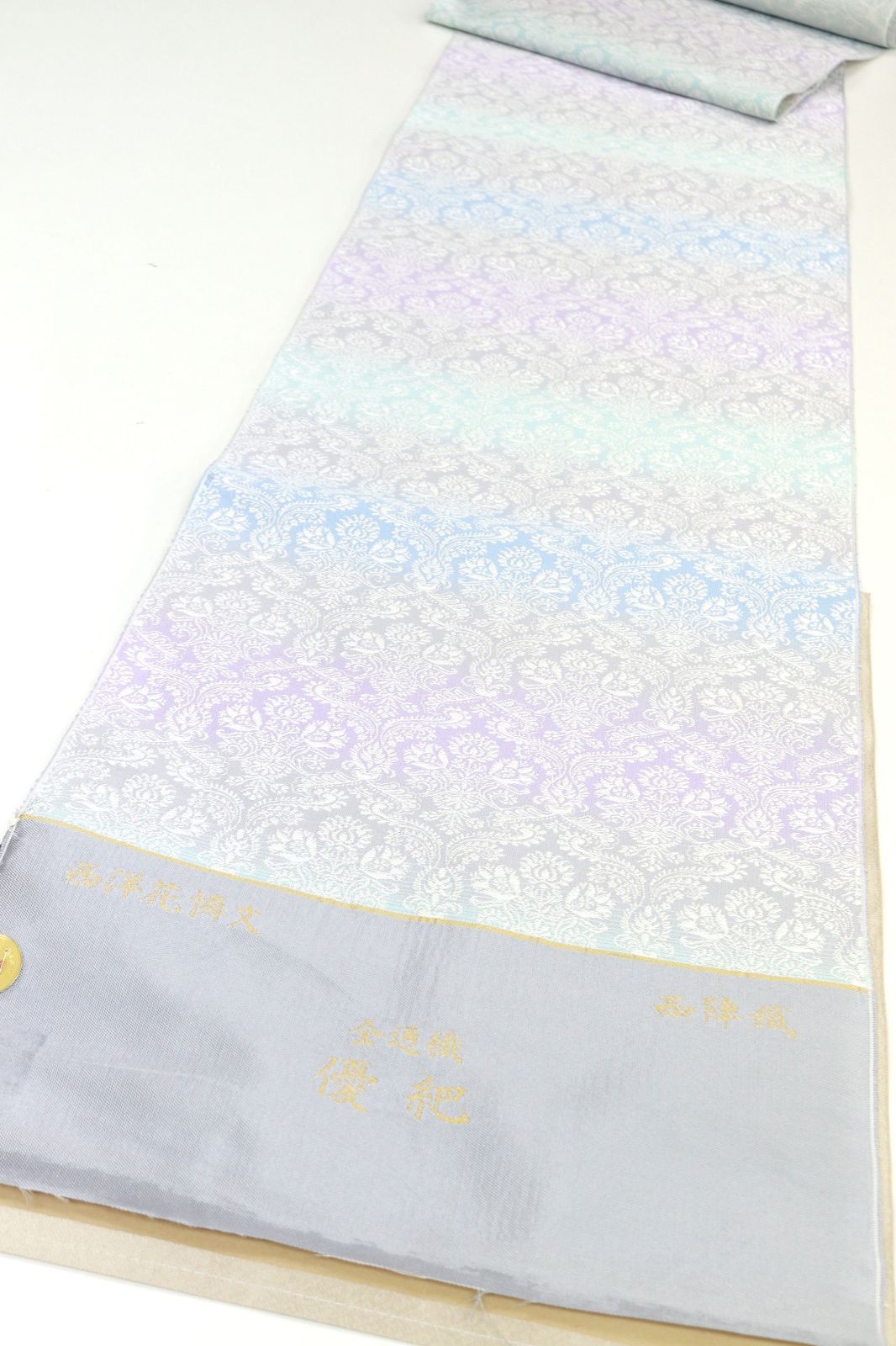 ona4575 西陣 まいづる 全通織 優巴 九寸 名古屋帯 西洋花憐文 お仕立て付き 2~3週間で発送