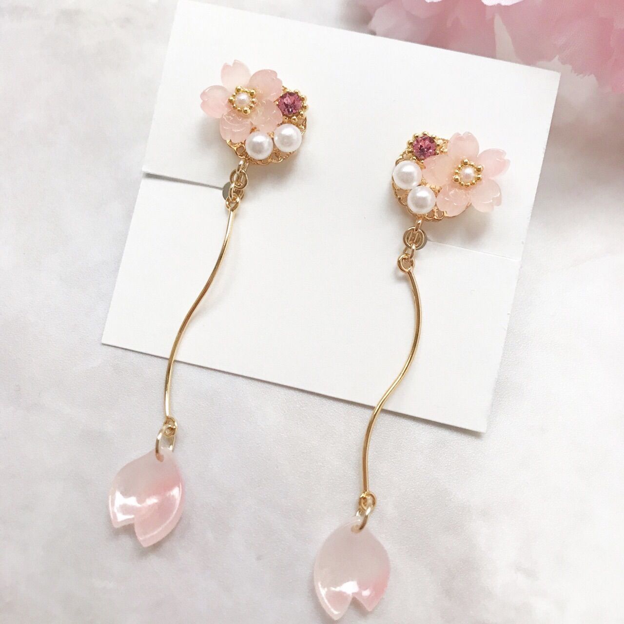 24】ハンドメイド イヤリング ピアス 桜イヤリング 桜ピアス - メルカリ